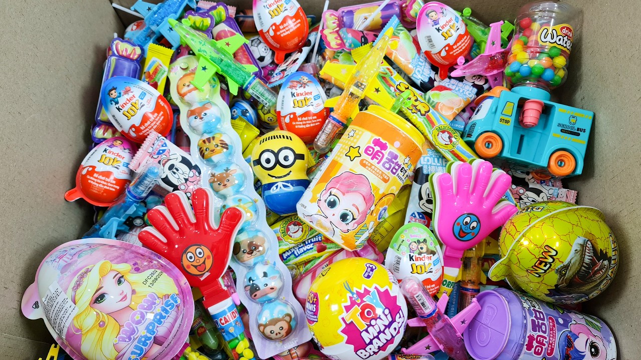 Satisfying Unpacking Kind Of Delicious Ice Cream Lollipop, Kinder Joy, Gummy, Marshmallow - ASMR