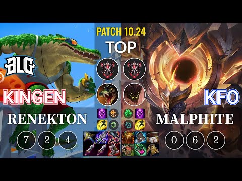 BLG Kingen Renekton vs kfo Malphite Top - KR Patch 10.24