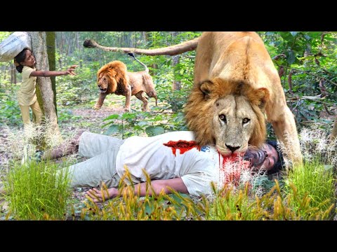 Lion Attack Man in Deep Forest | Lion Attack Hunter | Lion Attack Stories Part - 62