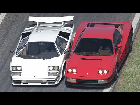 Lamborghini Countach vs Ferrari Testarossa at Monza