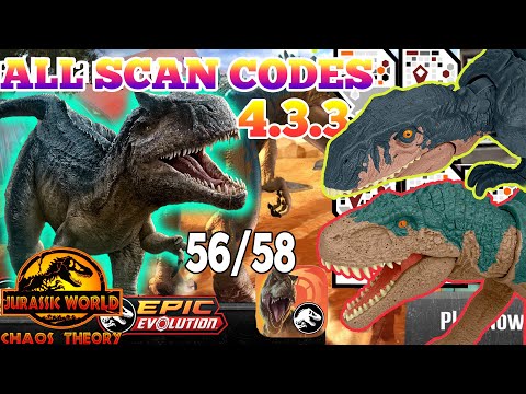 Jurassic World EPIC EVOLUTION CHAOS THEORY MATTEL Scan Codes All Dinosaurs UPDATE 56/58 RAUISUCHUS