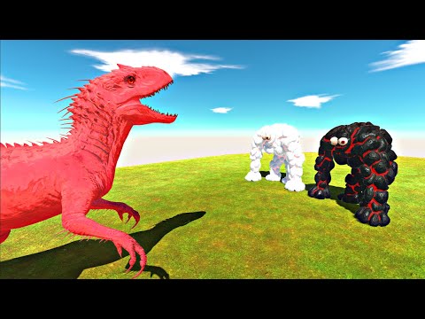Red Indominus Rex vs Black&White Lava Golem Team - Animal Revolt Battle Simulator