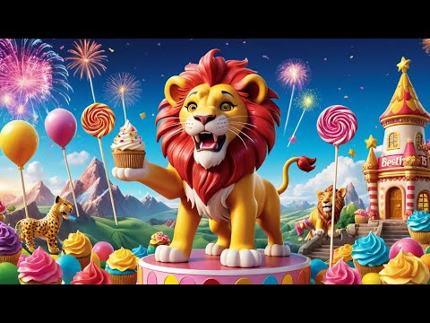 Lucky Lion and the Toy Train Ride | Joyful Lion Song for Kids | Train Adventure Nursery Rhyme