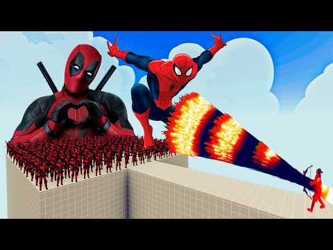 100x DEADPOOL + GIANT + SPIDER MAN GIANT vs 1x GIANT vs 1x EVERY GOD   Totally Accurate Battle Simul