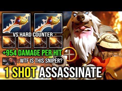 WTF 1 Shot Assassinate Deleted Counter with Double Rapier 954 Damage Per Hit Max Crit Sniper Dota 2