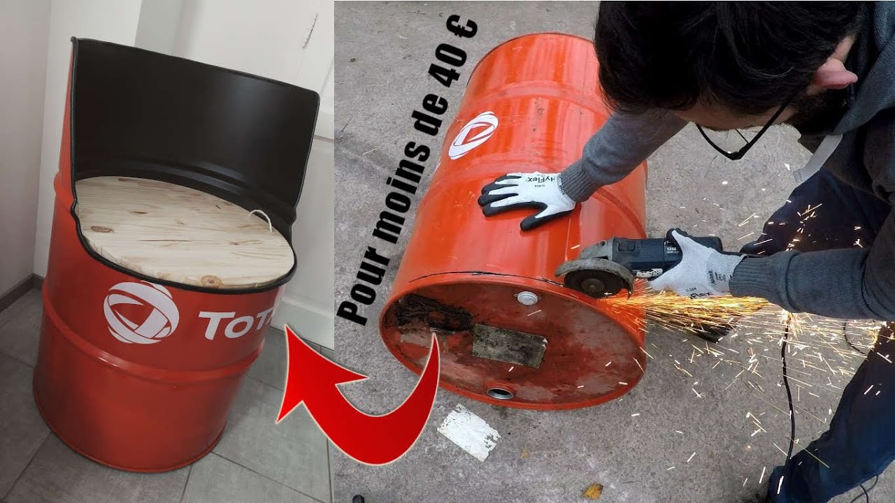 Un fût d'huile en siège, Stylé et confortable! 👍