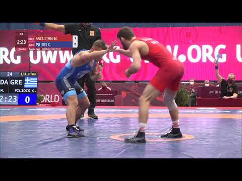 1/4 FS - 65 kg: M. SACULTAN (MDA) v. G. PILIDIS (GRE)