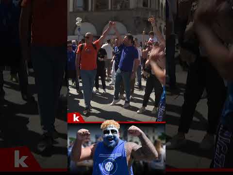 Singen, tanzen, trinken: PSG- und Inter-Fans feiern in München #shorts