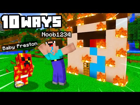 Noob1234 - Top 10 Ways To PRANK Noob1234 With BABY PRESTON! ( Minecraft)