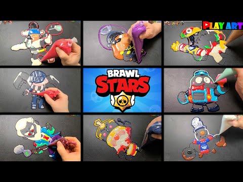 Pancake art Brawl Stars,Space OX Bull,Colonel Ruffs,Warrior Bo,Adgar,Lou,Byron,Nutcracker Gale,Tick