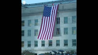 American flag unfurled at Pentagon in remembrance of September 11 terror attacks #shorts