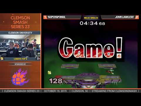 Clemson Smash Series 23 - Losers R4 - John Lawless (Falco) vs. Supersponge (Fox) - SSBM