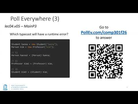 UNC COMP 301 - F26/Lec 5 - Polymorphism, Type casting, Method Access, Overriding methods