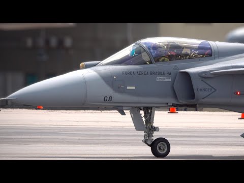 Brazilian Gripen Fighter Jets Take Off from Natal Air Base, Brazil