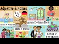 Deutsch lernen: 32 Adjektive & passende Nomen / Deutschkurs A1 / A2 learning German