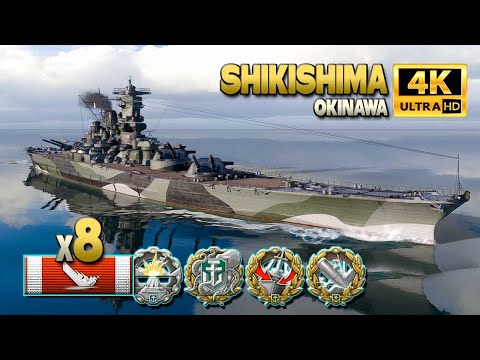 Battleship Shikishima: Thriller on map Okinawa - World of Warships