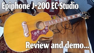 Video thumbnail for Epiphone J-200 EC Studio Acoustic Review and Demo. Amazing Guitar! by Guitar Lessons Bobby