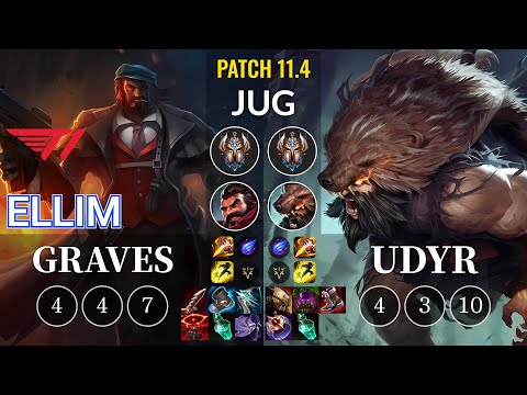 T1 Ellim Graves vs Udyr Jungle - KR Patch 11.4