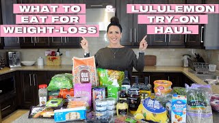 LULULEMON TRY ON HAUL + GROCERY HAUL | weight loss tips & tricks