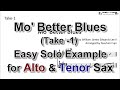 Mo Better Blues Easy Solo Example For Alto Tenor Sax Duo Take 1