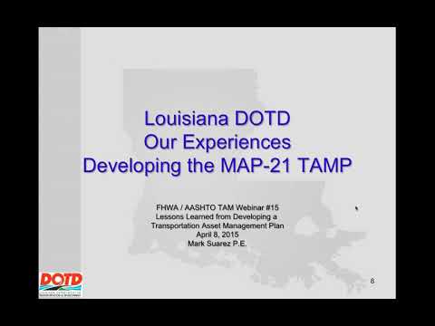 TAM Webinar 15: Lessons Learned from Developing a Transportation Asset Management Plan