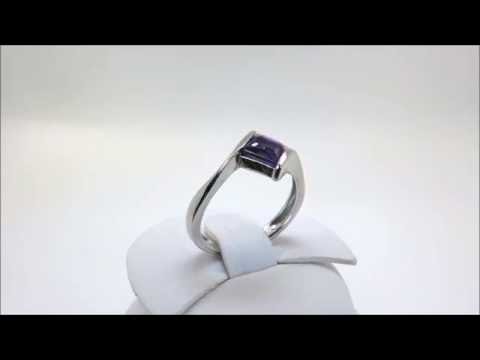 9 CT White Gold Princess Cut Amethyst Crossover Dress Ring (00239)