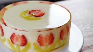 Beautiful Fruit Jelly Cake / 🌷 케이크에 튤립 꽃이 피었습니다. / Zebra Cake / Cup measure