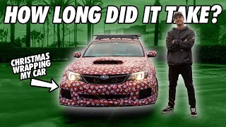Wrapping my car with Christmas Gift Wrap! | Subaru WRX gets full Holiday Treatment