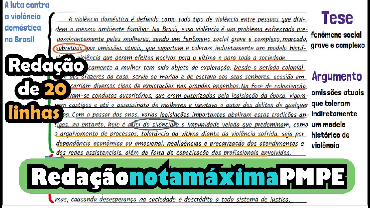 Redação de 20 linhas (Concurso PM-PE) Modelo de redação nota máxima | Desenhando a Solução