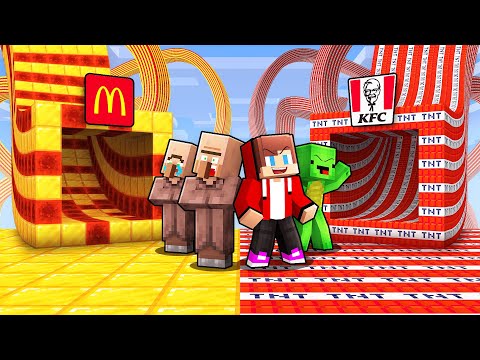 Villagers vs Mikey & JJ: Choose MCDONALDS vs KFC Tunnel in Minecraft (Maizen)