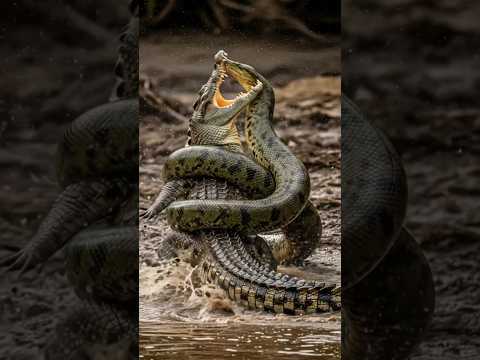 Crocodile vs Anaconda – Clash of the Swamp Titans?! #shortvideo #shorts #animals #animal #viral #fyp