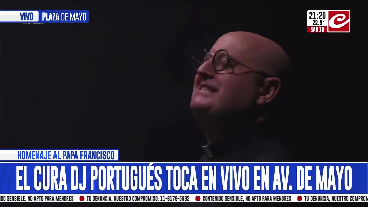 Celebration and faith in Plaza de Mayo! The famous priest DJ arrives to pay tribute to the Pope
