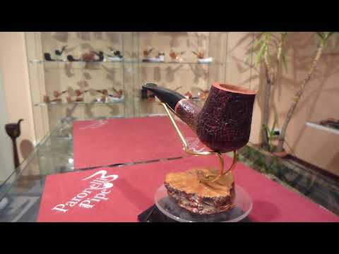 Pipa radica half bent sabbiata fatta a mano - www.paronellipipe.it