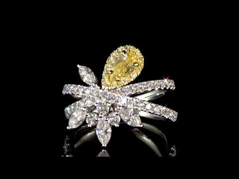 Lady's 18k White Gold Fancy Yellow Diamond Ring