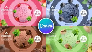 Easy & Smooth Ice Cream Animation Tutorial | Product Ad Design In Canva | Canva for Beginners