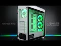 CHIEFTEC Scorpion 3 Baltas leidimo ATX žaidimai su 4x120 A-RGB ventiliatoriumi 2 grūdinto stiklo šonuose ir priekyje