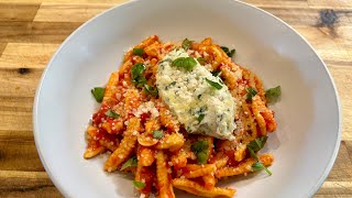 cavatelli with tomato sauce & ricotta it’s a pretty tasty meal.