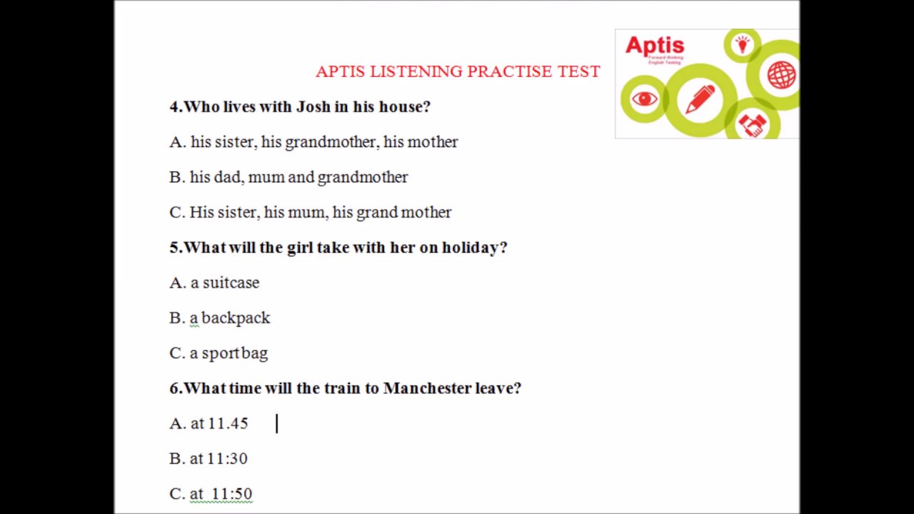 APTIS -  LISTENING PRACTICE TEST SAMPLE 2