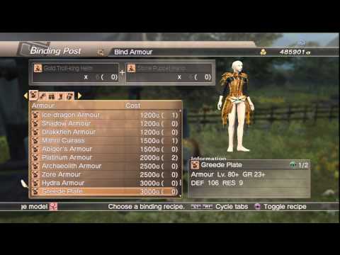 WKC 2 Armor -- Armour (Heavy) Level 20 Complete Binding List White Knight Chronicles II HD