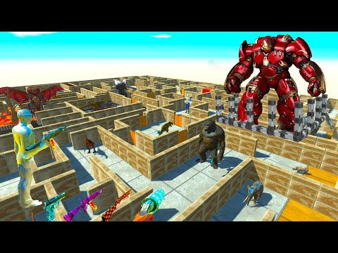 FPS AVATAR FIGHT HULKBUSTER vs DINOSAURS IN DEADLY MAZE - ARBS