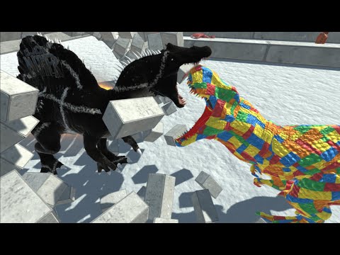 🦖BLACK PANTHER DINOSAUR DEATH RUN. VS SPIDERMAN.LEGO SAURUS. -Animal Revolt Battle Simulator