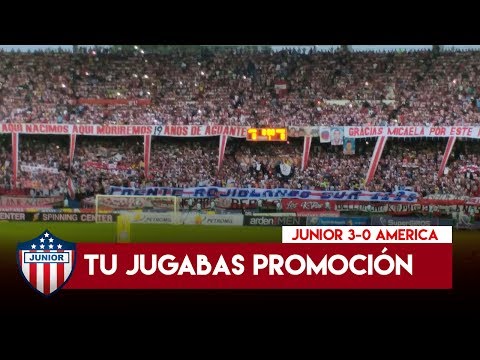 "Alienta la Sur, ROJO DECIME QUE SE SIENTE - Junior 3-0 America 2017" Barra: Frente Rojiblanco Sur • Club: Junior de Barranquilla • País: Colombia