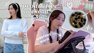 PRODUCTIVE WEEKEND IN MY LIFE: reset day, spring cleaning, errands, webtoon work & vlog *MOTIVATING*