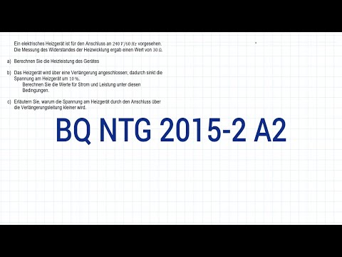 NTG Industriemeister Metall 2015-2 Herbst Aufgabe 2 - Verlängerungskabel, Heizleistung, Strom