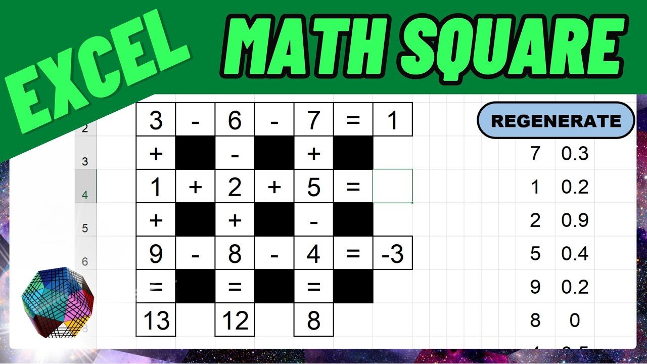 Create Math Square Puzzle Generator in Excel or Google Sheets | Full Tutorial