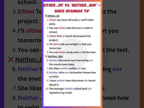 ‘Either…Or’ vs. ‘Neither…Nor’ – Quick Grammar Tip | Speak Correct English