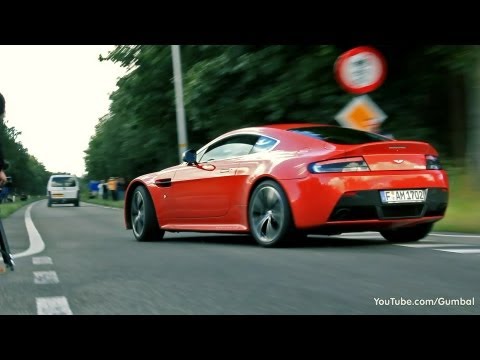 2x Aston Martin V12 Vantage + Ferrari 458 Italia SOUNDS!!