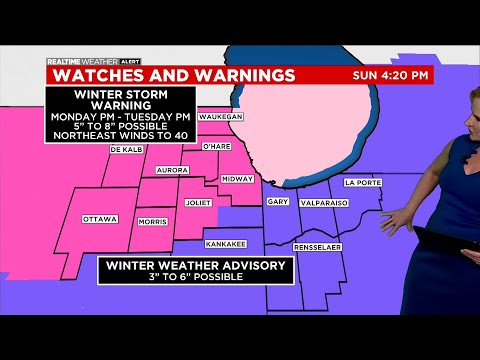 Chicago Weather: Winter Storm Warning Begins Monday Afternoon