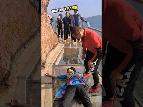 Terrifying Reactions on China's Glass Bridge 😱 Watch Them Freeze in Fear