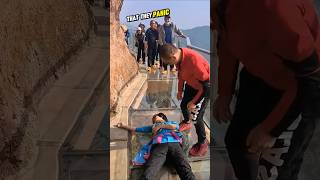 Terrifying Reactions on China's Glass Bridge 😱 Watch Them Freeze in Fear